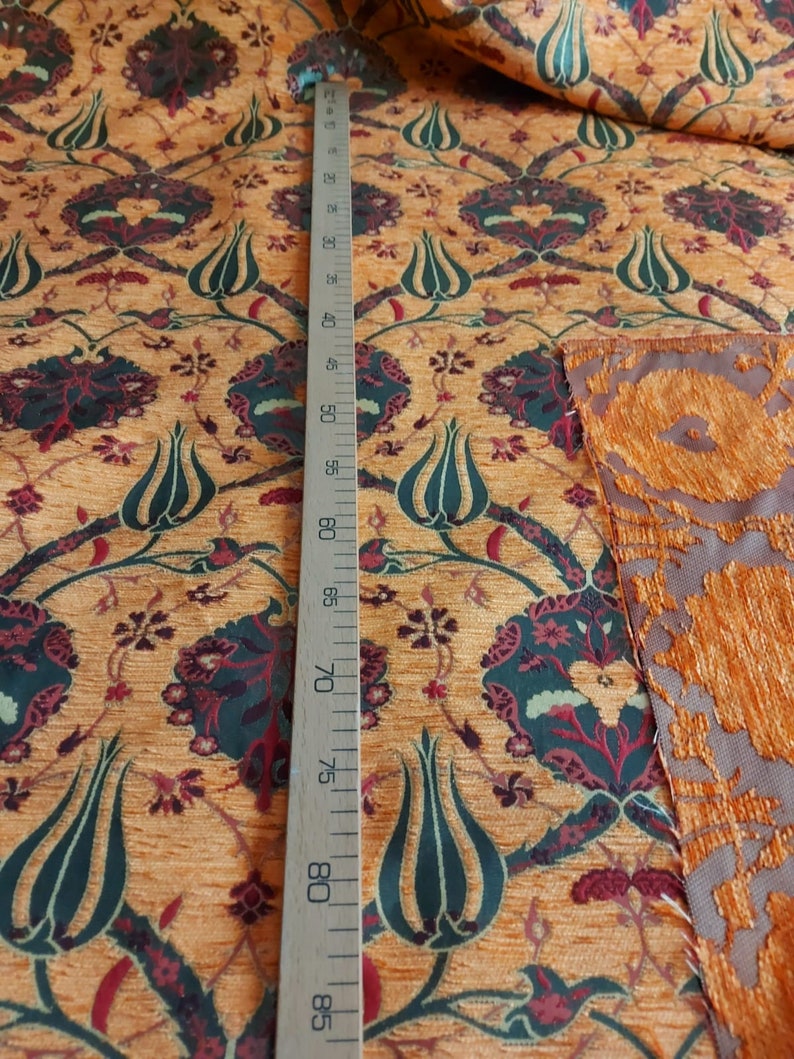 Orange Kilim Fabric Tulips,Jacquard,Ethnic,Turkish,Ottoman,Oriental Chenille Upholstery Fabric CT.TULIP Fabric,orange