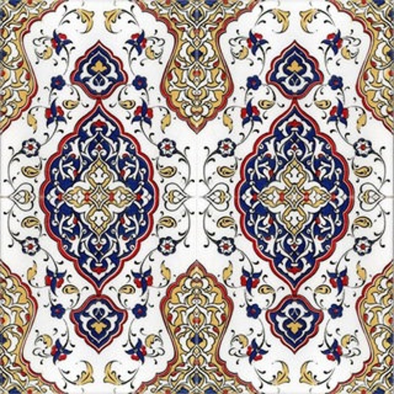 Wall Decor Tiles Turkish ottoman style 4 pcs Turkish Ceramic Tiles 4 pcs 20x20 cm,40x40 cm Decor Design Kutahya,Iznik Ceramic