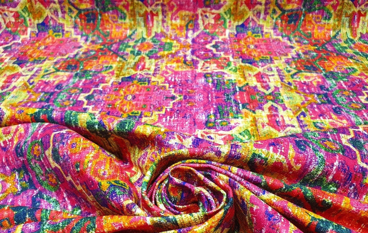 Vintage Effected Kilim Print Fabric Ethnic Design Etsy