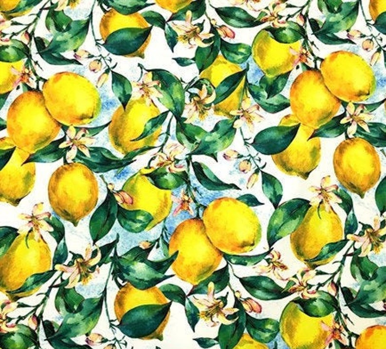 Lemon printed fabric Limon Floral Design Fabric Floral print | Etsy