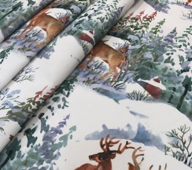 Deers Print Fabric,Upholstery Christmas Design