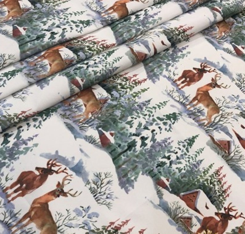 Deers Print Fabric,Upholstery Christmas Design