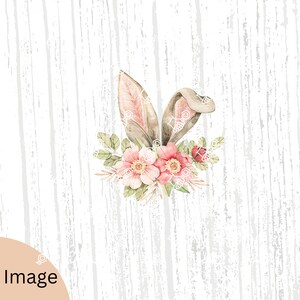 Bunny ears with flowers PNG digital file