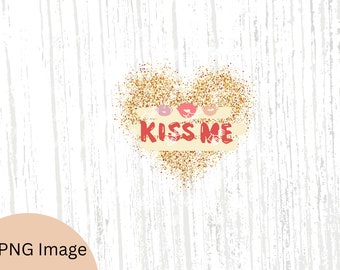 Kiss Me Valentine's Day Heart PNG