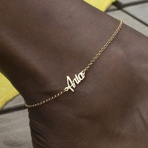 Gold anklet bracelet with name clearance