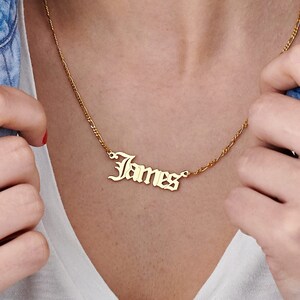 Personalized Custom Made Gothic Name Necklace • 18K Gold Plated Silver 925 • His & Hers Name Necklace  Jewelry Gift for Her