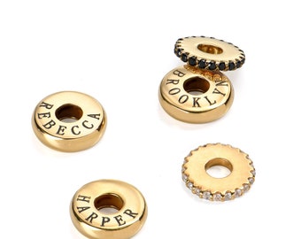 Personalisierte Name Charms | Personalisierte gravierte Perlen NUR für Halsketten | Geschenk für Sie |  Minimalistischer Schmuck