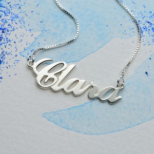 Collar con nombre personalizado en plata de ley • Collar con placa con nombre personalizado • Joyas personalizadas para su mamá, esposa, abuela • Regalo de Navidad