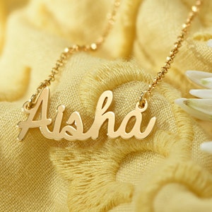 Cursive Name Necklace Rose Gold Silver 925  - Custom Nameplate Pendant for Her Mom Layering Jewelry • Christmas Gift