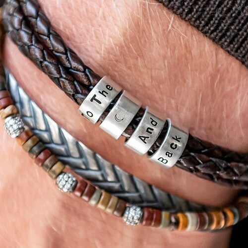 Personalized Man Bracelet With Small Custom Beads Silver 925 - Etsy