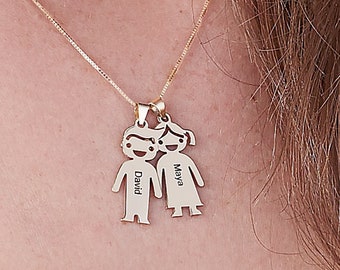 Hand in Hand Boy and Girl Charm Pendant 14K Yellow White Rose Pink Gold Hand in Hand Boy and Girl Charm Pendant 14K Yellow White Rose Pink Gold