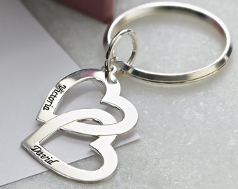 Personalized Heart Keychain With Custom 2 Names Laser Cut Valentines ...