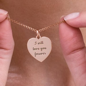 Customized Women's Personalized Heart Shaped Pendant Necklace • Engraved Jewelry • Silver Gold Rose Gold • Custom Gift for Her