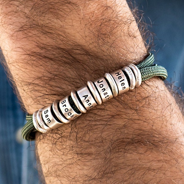 Men Cord Name Bracelet Etsy