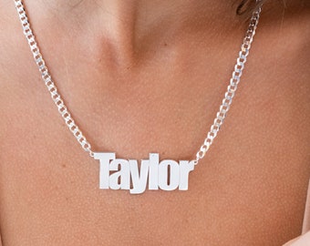 Customized Unisex Large Nameplate Name Necklace with Thick Chain • Personalized Jewelry for Her or Him Girlfriend • Mother's Day Gift