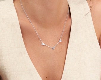 Personalized Heritage Multiple Initial Necklace with Diamonds • Gold Silver 925 • Engraved Family Jewelry for Mom Grandma • Gift for Her