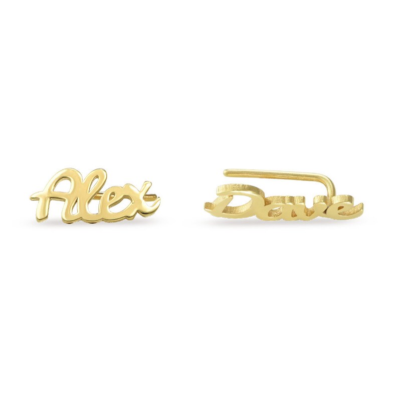 Personalized Gold Name Earrings Minimalist Custom Handmade Etsy