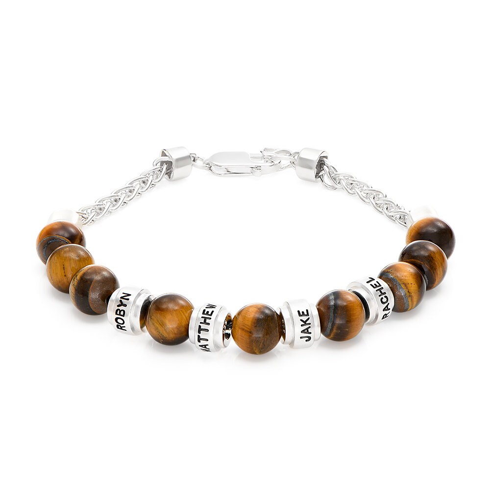 Grand Made Bracciale Personalizzato Con Perline Occhio Di Tigre – Incisione Nomi – Regalo Per Coppia, Famiglia, Amici - 2