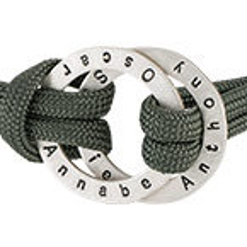 personalized gift Rope Men Bracelet Engraved Custom Hoop in Sterling Silver-Black or Green Cord Custom engraved bracelet Gifts for men