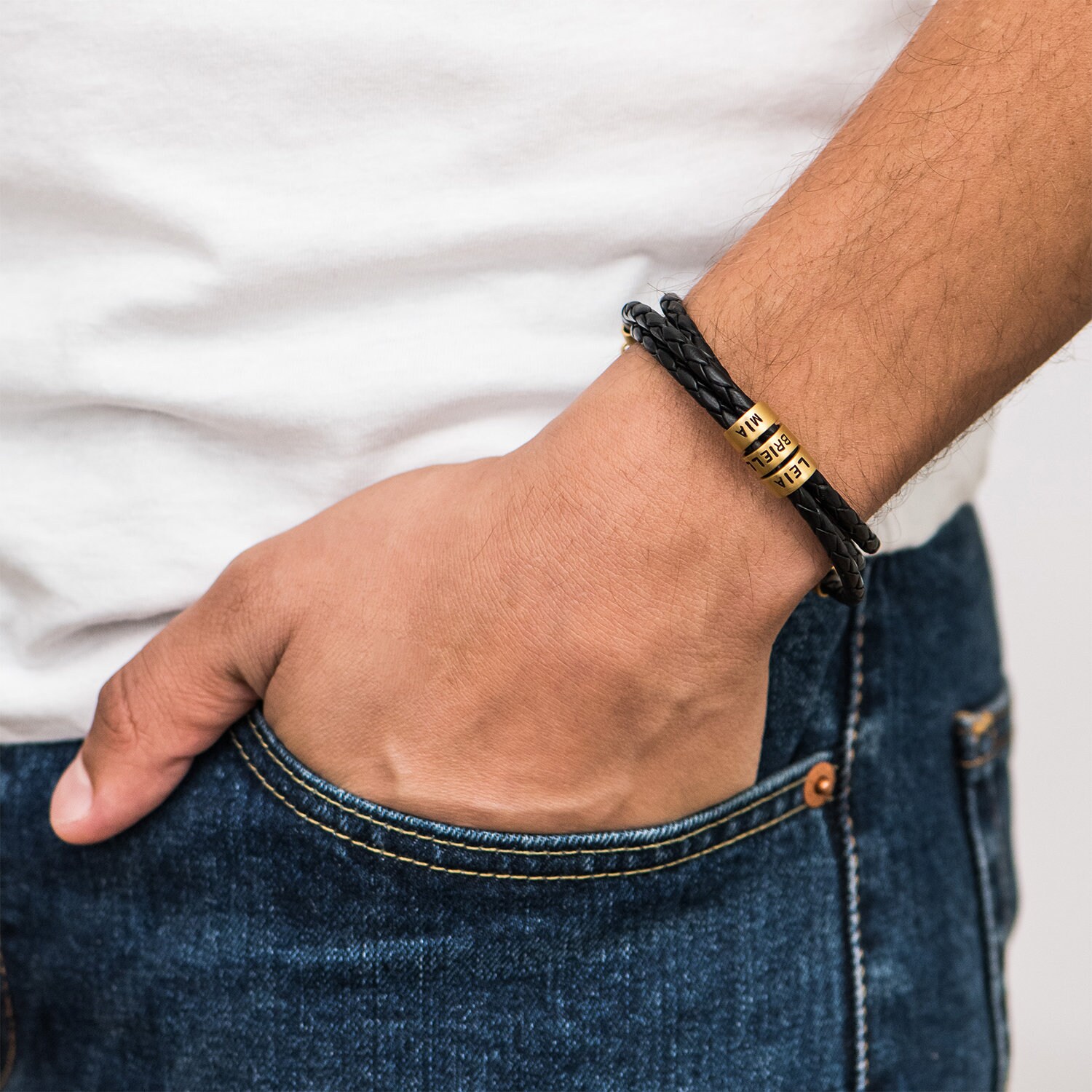 Bracelet Cordon Simili Cuir Noir Perles Compatibles - Les Perles De Mon Moulin - Neuf Sans Boîte