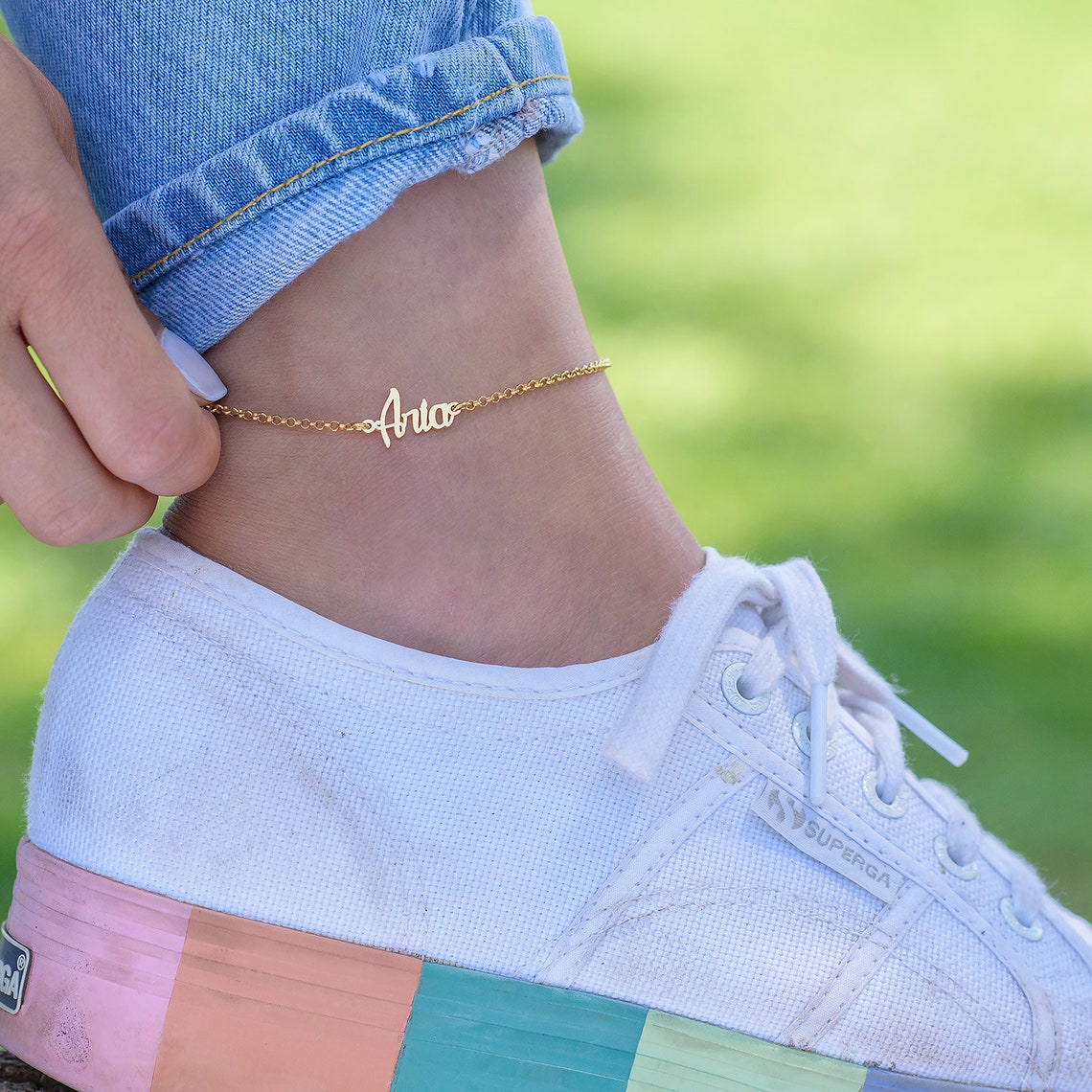 Personalized Name Anklet Silver 925 Rose Gold Bracelet Etsy
