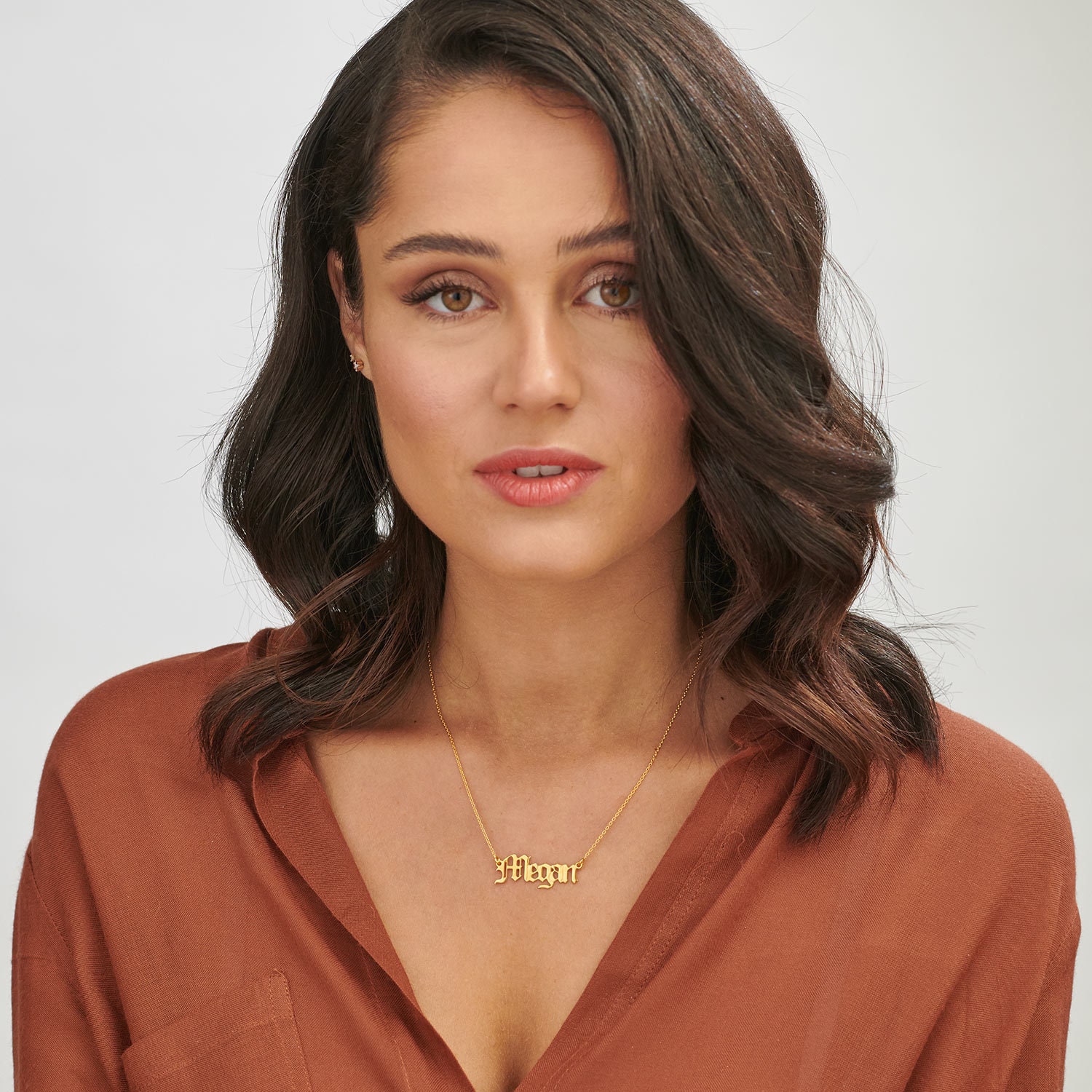 Old English Name Necklace Custom Made Gold Plated Pendant Etsy