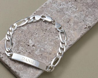 Personalized Men’s ID Bracelet | Custom Engraved Bracelet | Silver or Gold | Minimalist Gift for Dad | Men's Jewelry | Gift for Men