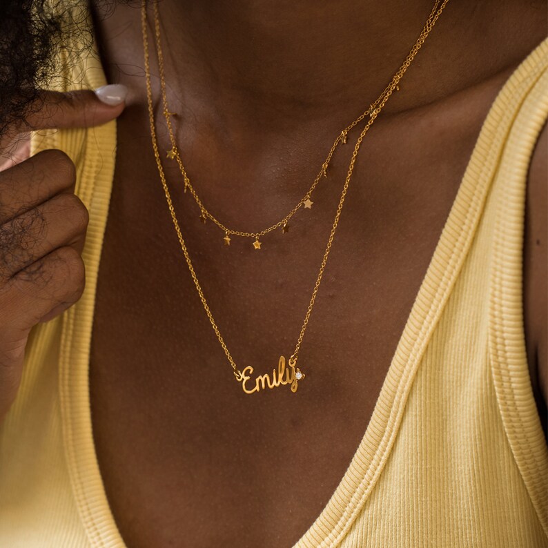 Custom Cursive Diamond Name Necklace Rose Gold Silver 925 | Etsy