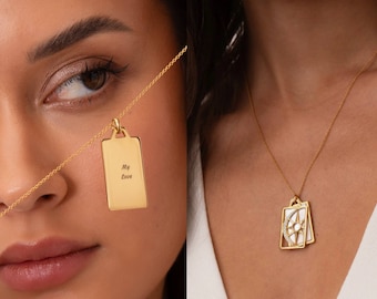 Mother of Pearl Personalized Necklace with Cubic Zirconia in Silver or Gold • Engraved Multiple Name Necklace • Customized Christmas Gift