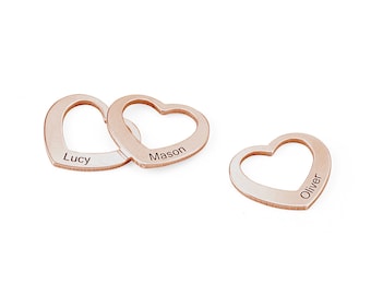 Personalized Engraved Heart Charm for Bangle Bracelet in 18K Gold Rose Gold Silver 925 • Without Bracelet • Extra Heart Charms for Bracelets