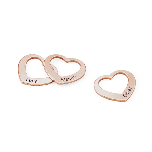 Personalized Engraved Heart Charm for Bangle Bracelet in 18K Gold Rose Gold Silver 925 • Without Bracelet • Extra Heart Charms for Bracelets