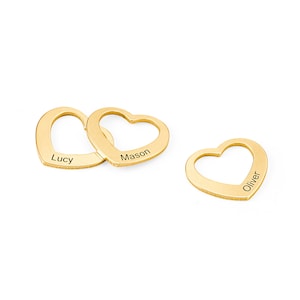 Custom Engraved Heart Charm for Bangle Bracelet in 18K Gold Silver 925 • Without Bracelet • Extra Heart Shaped Charms for Bracelets