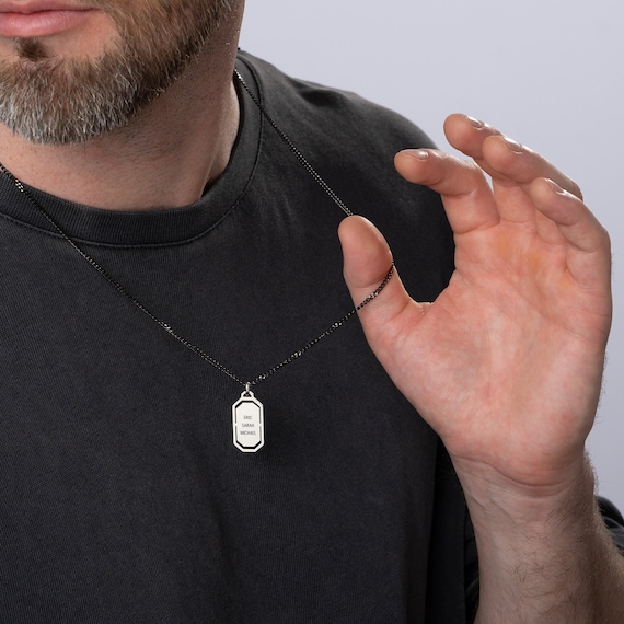 Engraved Modern Army Tag Necklace for Men • Personalized Jewelry
