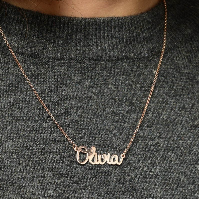 Cursive name necklace rose gold silver 925 14 yellow white etsy
