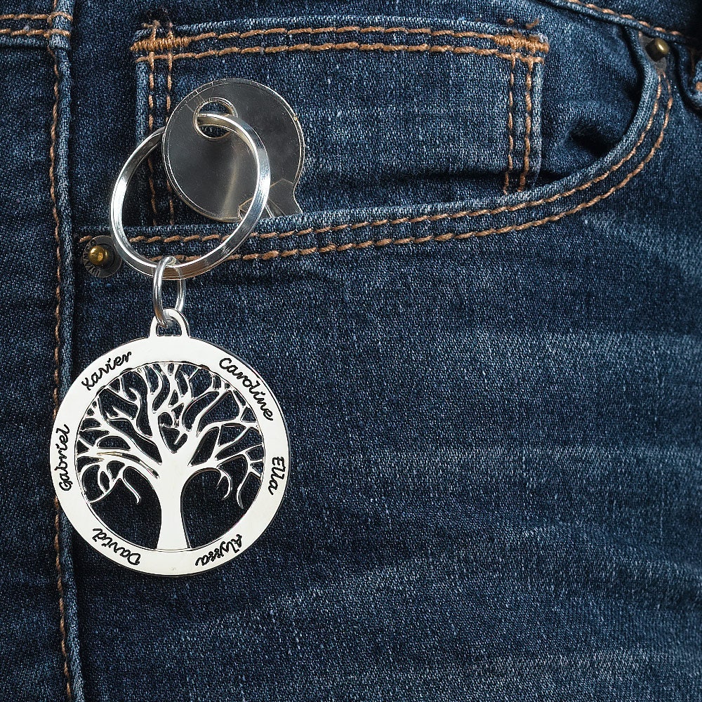 Personalized Family Tree Key Chain Custom Engraved With Any Etsy