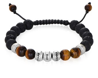 Beydodo Cuentas Pulseras,Brazalete De Mujer Piedra Cuentas 18MM Brazalete De Piedras Mujer Roca De Lava
