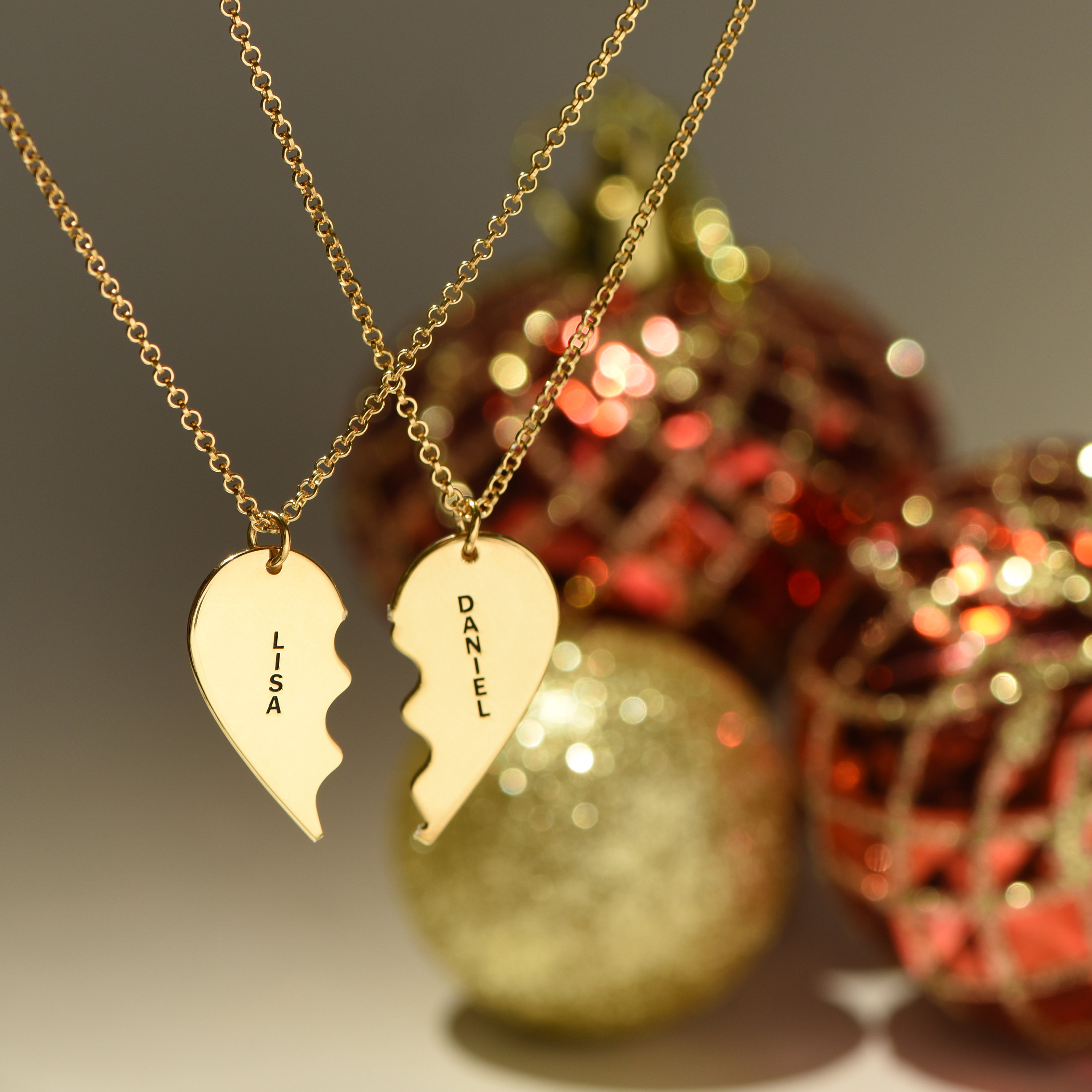 Custom Engraved Two Piece Broken Heart Necklace for Couples Etsy