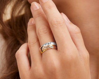 Customized Charlize Russian Ring in Multi-Color • Engraved Ring in Silver, Gold & Rose Gold • Jewelry for Mom Wife Her • Christmas Gift