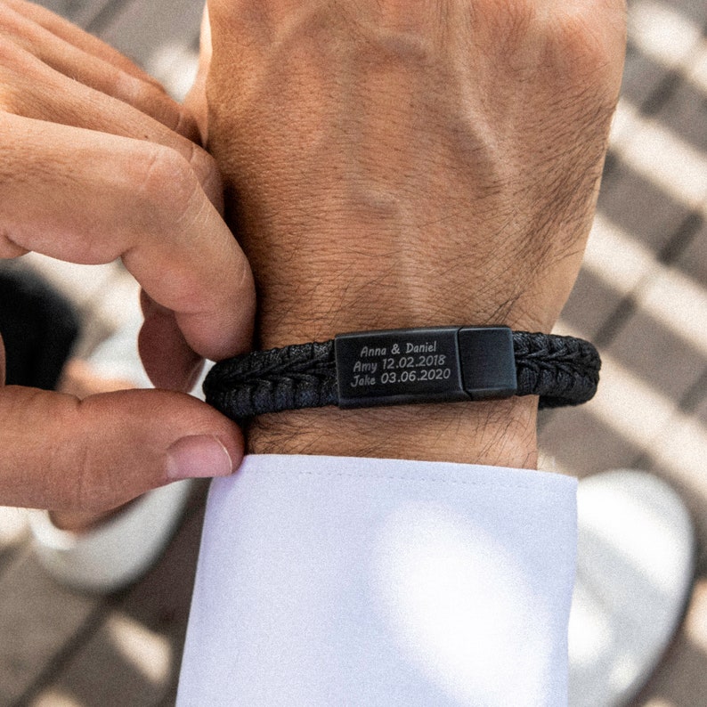 Personalized Engraved Men's Bracelet Stainless Steel Etsy