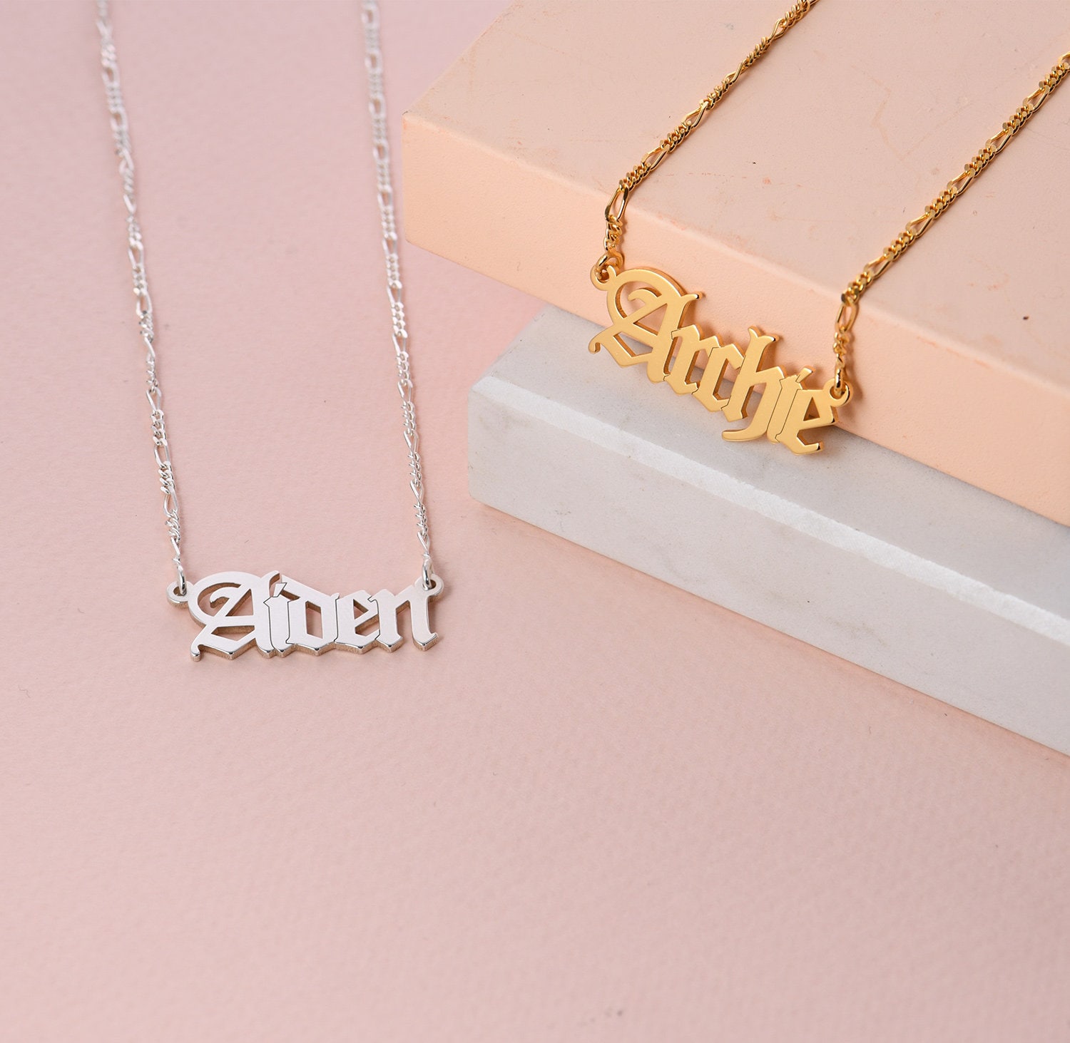 Gothic Name Necklace in Sterling Silver 