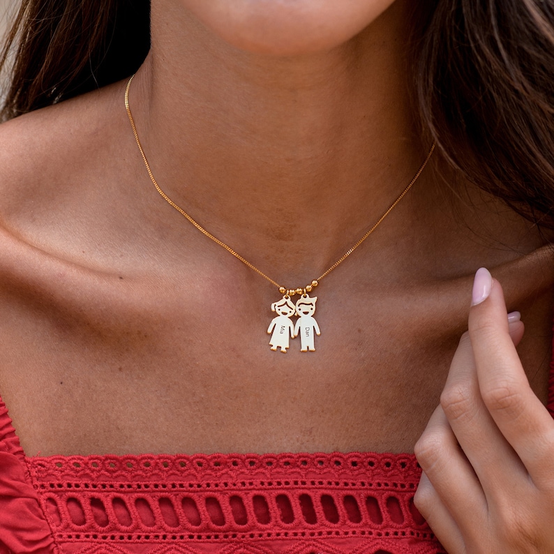 Kids Boy Girl Engraved Charms Pendant Gold Etsy