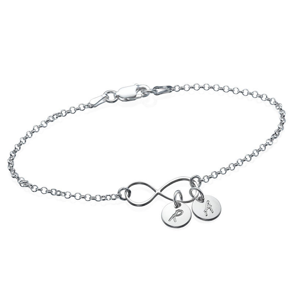 Personalized Infinity With Initials Anklet Bracelet Custom - Etsy