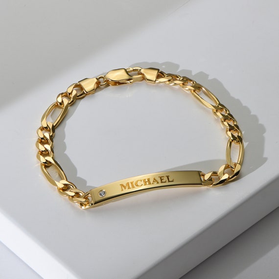 Buy Myjewel Personalized Gold plated Stainless Steel ID Chain Bracelet for  Men - Custom Engraved Letter Name Jewelry at Amazon.in