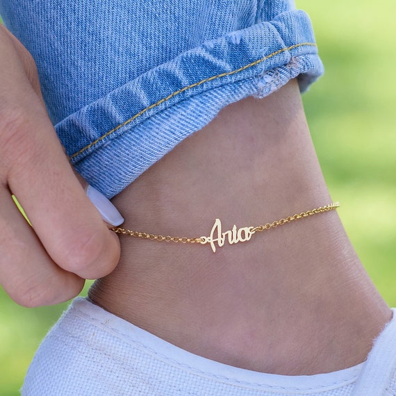 Personalized Gold Name Bracelet Anklet 