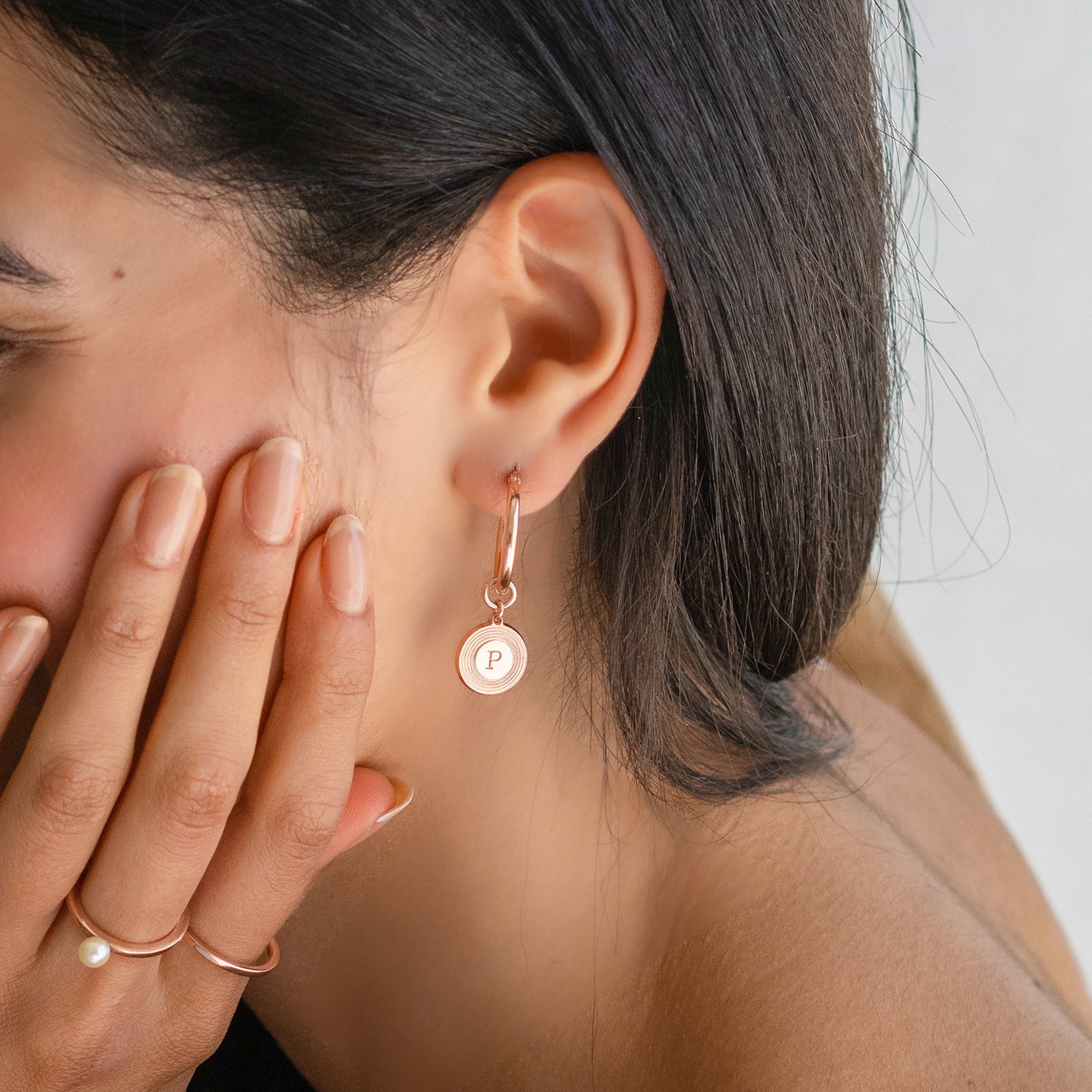 アクセサリー Engraved Hoop Earring (Single) Maria Tash 5/16 White Gold Vertex SINGLE Hoop Earring