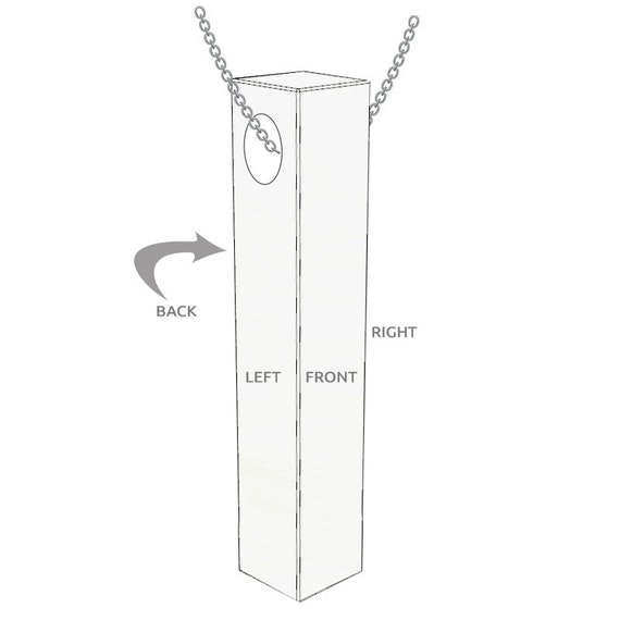 Engraved 3D Vertical Bar Necklace 