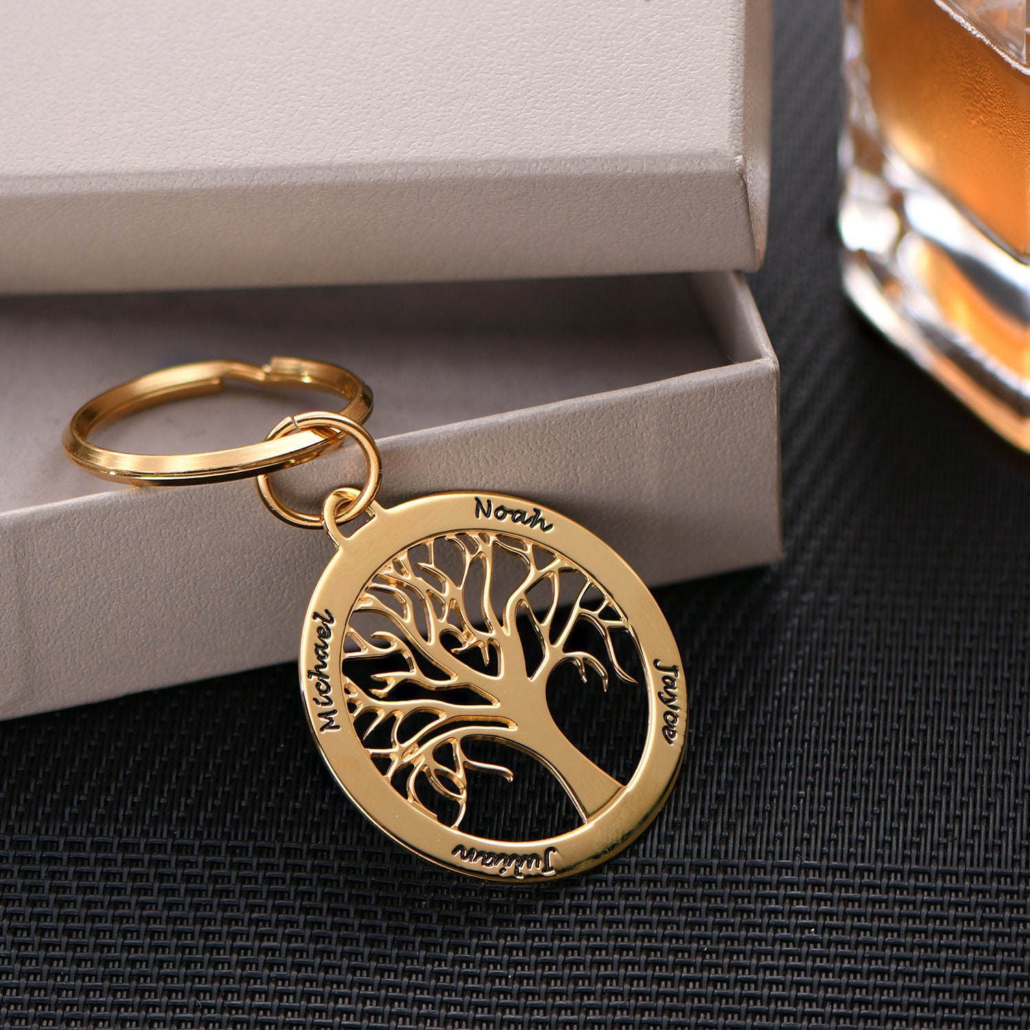 Personalized Family Tree Key Chain Custom Engraved With Any Etsy