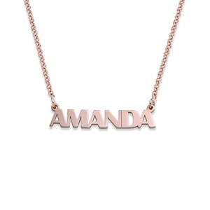 All Capital Letter Personalized Name Necklace Custom Layering Jewelry for Women, Mothers Sterling Silver / Gold Plated Christmas Gift Rose Gold Plated