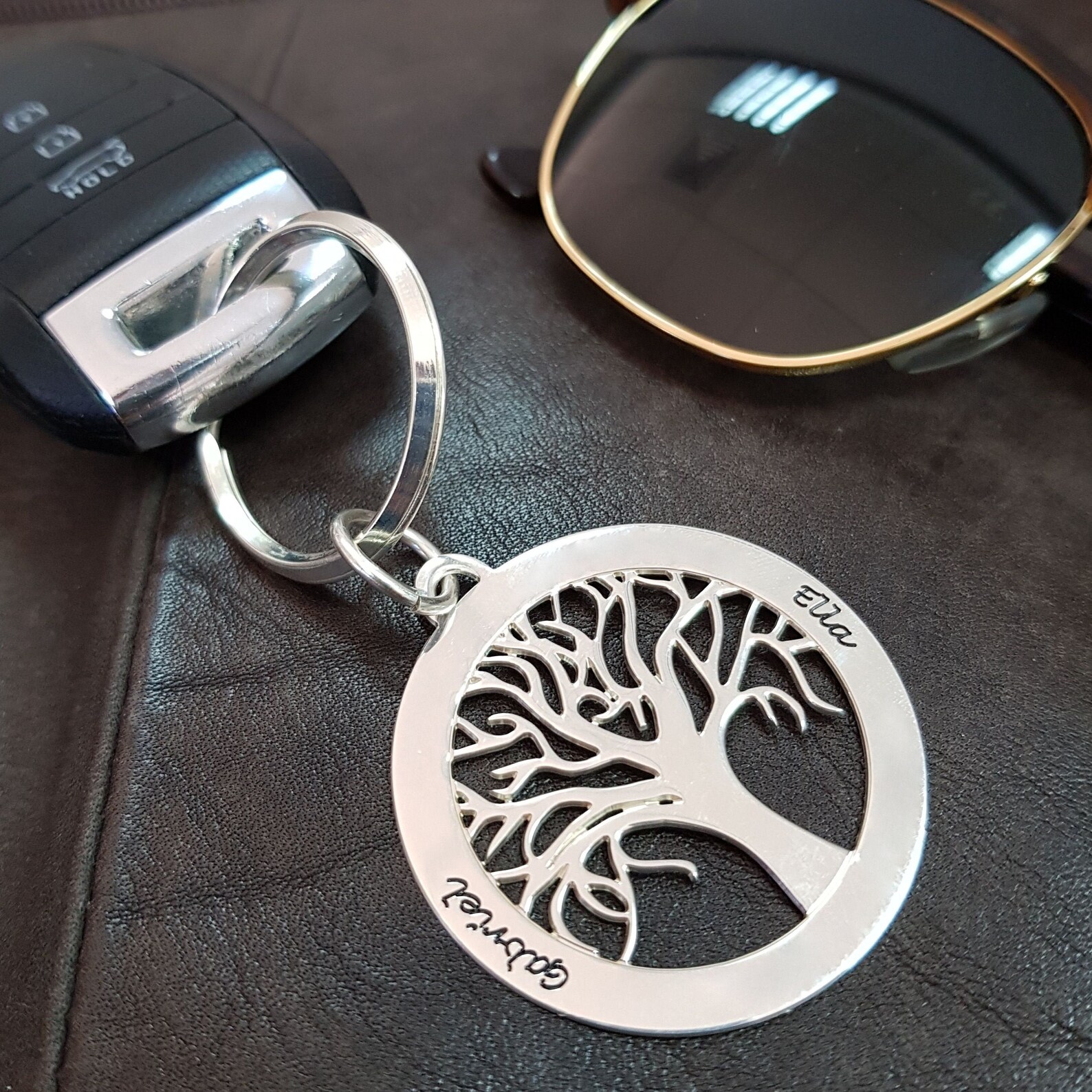 Personalized Family Tree Key Chain Custom Engraved With Any Etsy