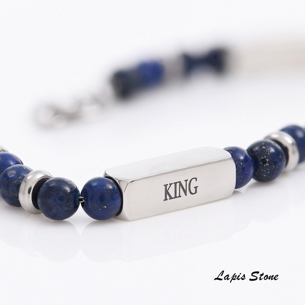 Lava Stones & Custom Vermeil Beads- Men's Beaded Bracelet - Oak & Luna